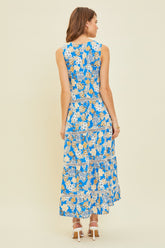 HEYSON Full Size Bohemian Printed Crochet Trim Maxi Dress